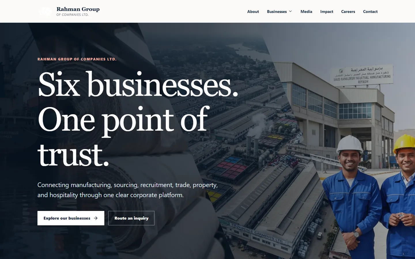 Rahman Group live website homepage